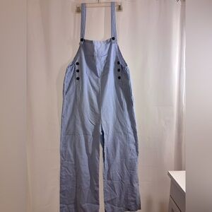 Fashion Nova Light Blue Striped Women's Denim Overalls
